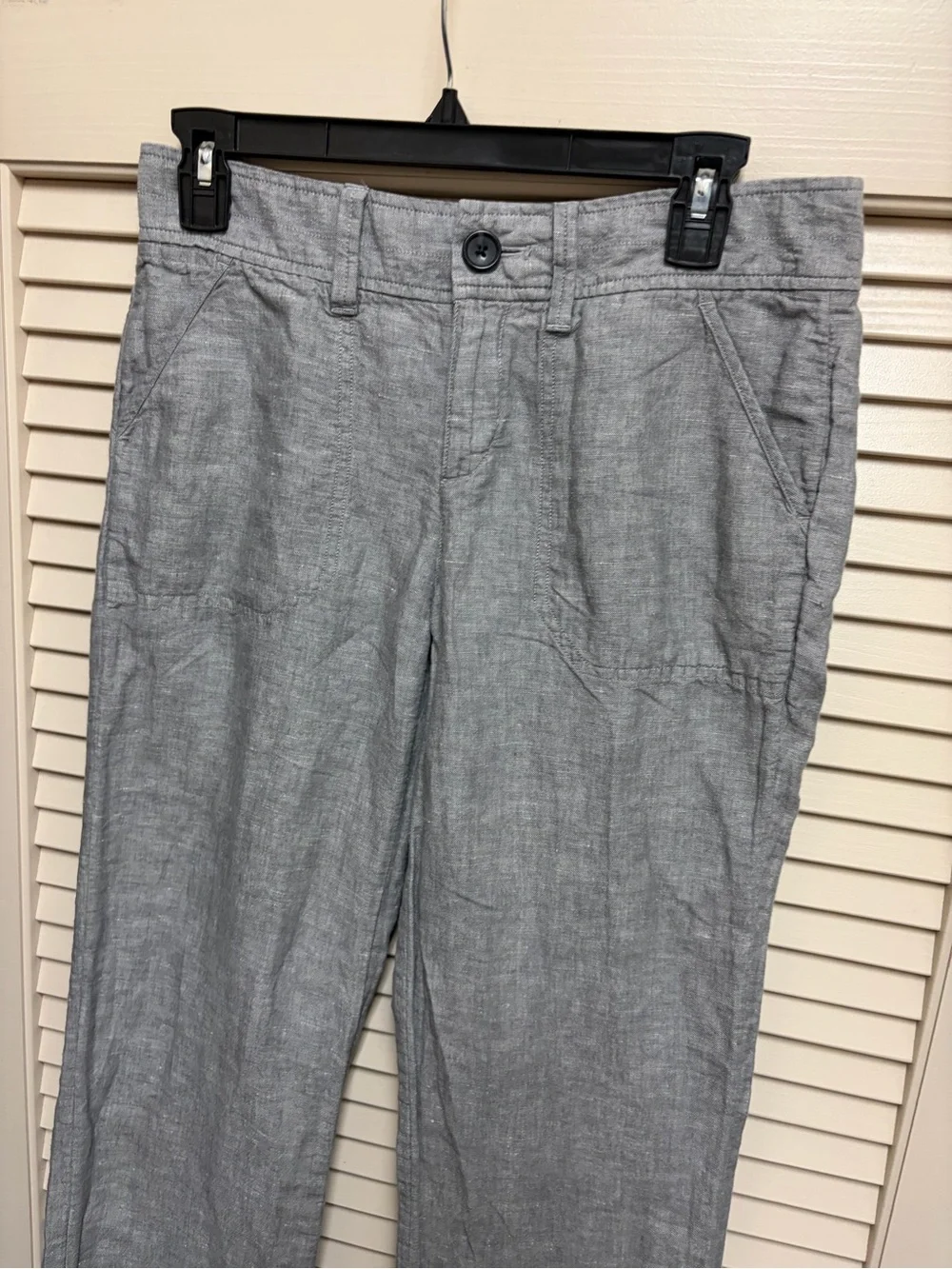 Banana Republic Women’s Linen Blend Pants Gray Straight Leg Size 4 Casual Beach